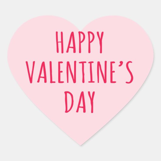 ハッピーバレンタインデーピンクハート ハートシール (正面)