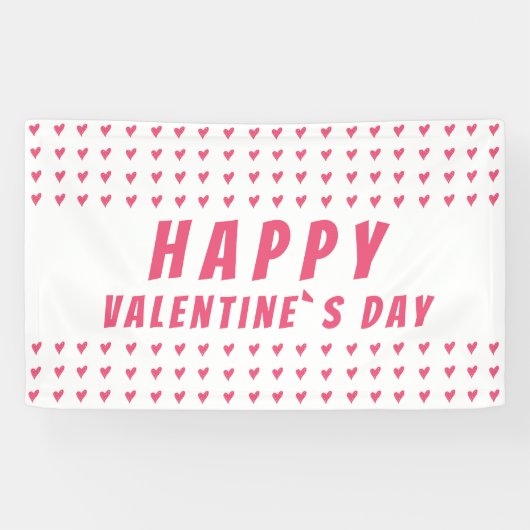 ハッピーバレンタインデーピンクハート 横断幕 (横)