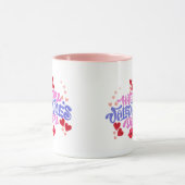 ハッピーバレンタインデーピンクパープルハートマグ マグカップ (中央)