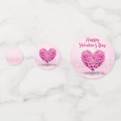 ハッピーバレンタインデーピンクヒヤシンスハートラブル コンフェッティ (正面)