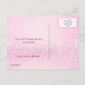 ハッピーバレンタインデーピンクヒヤシンスハートラブル ポストカード (裏面)