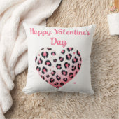 ハッピーバレンタインデーピンクヒョウハート クッション (ブランケット)