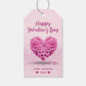 ハッピーバレンタインデーピンクラブリーヒアシンスハート ギフトタグ (裏面)