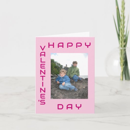 ハッピーバレンタインデーピンク編集可能ホリデーフォト カード (正面)