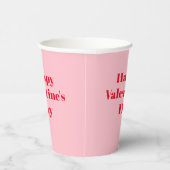 ハッピーバレンタインデーピンク赤モダンタイポグラフィ 紙コップ (右)