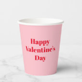 ハッピーバレンタインデーピンク赤モダンタイポグラフィ 紙コップ (正面)