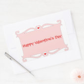 ハッピーバレンタインデーピンク 長方形シール (封筒)