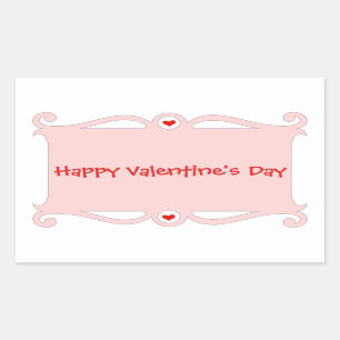 ハッピーバレンタインデーピンク 長方形シール