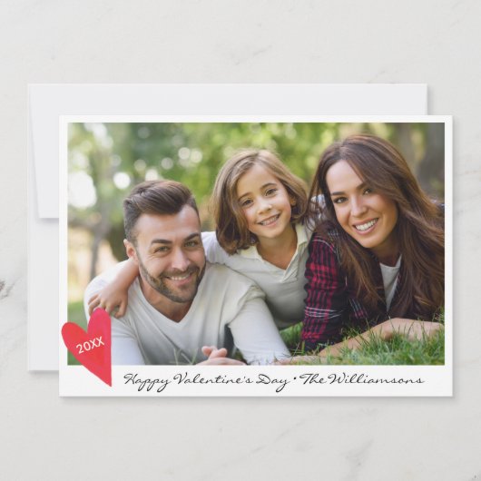 ハッピーバレンタインデーファミリーフォトハートと矢印 シーズンカード (正面)