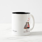 ハッピーバレンタインデーフォトホリデーカード ツートーンマグカップ (正面右)