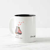ハッピーバレンタインデーフォトホリデーカード ツートーンマグカップ (正面左)
