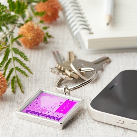 ハッピーバレンタインデーフォーエバーラブハートピンク キーホルダー (側面)