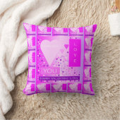 ハッピーバレンタインデーフォーエバーラブハートピンク クッション (ブランケット)