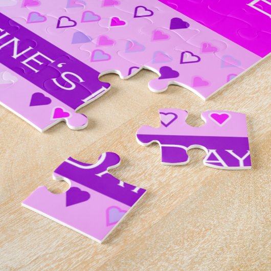 ハッピーバレンタインデーフォーエバーラブハートピンク ジグソーパズル (側面)