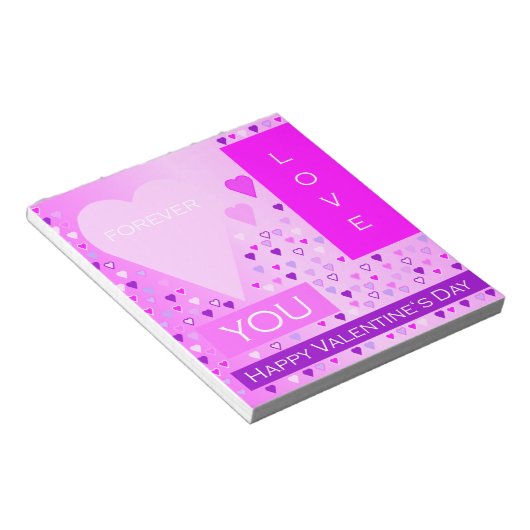 ハッピーバレンタインデーフォーエバーラブハートピンク ノートパッド (アングル)