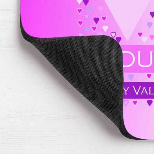 ハッピーバレンタインデーフォーエバーラブハートピンク マウスパッド (コーナー)