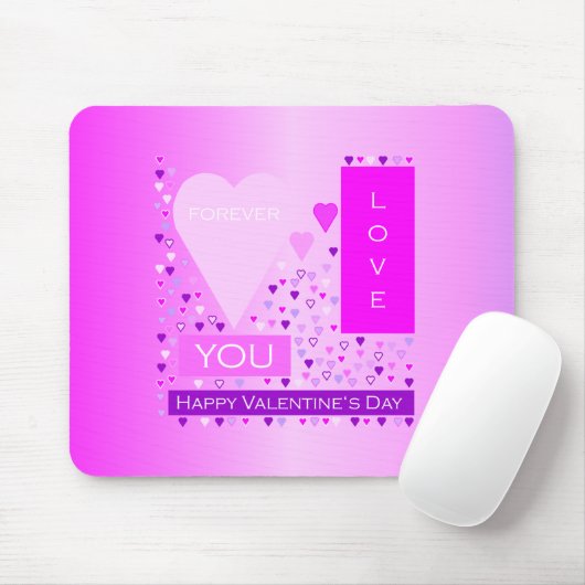 ハッピーバレンタインデーフォーエバーラブハートピンク マウスパッド (マウス)