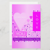 ハッピーバレンタインデーフォーエバーラブハートピンク 便箋 (正面/裏面)