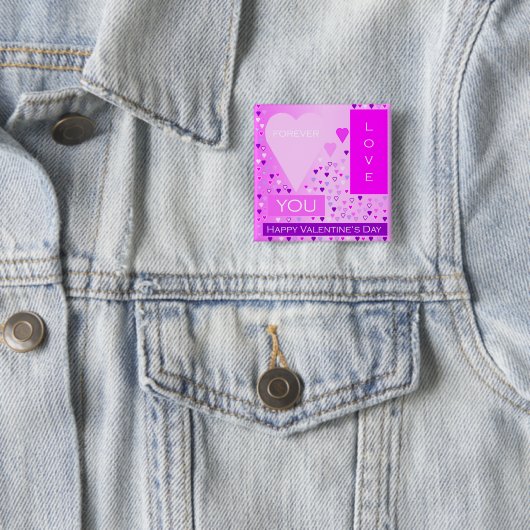 ハッピーバレンタインデーフォーエバーラブハートピンク 缶バッジ (インサイチュ)