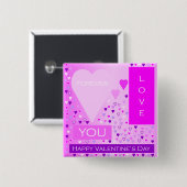 ハッピーバレンタインデーフォーエバーラブハートピンク 缶バッジ (正面&裏面)