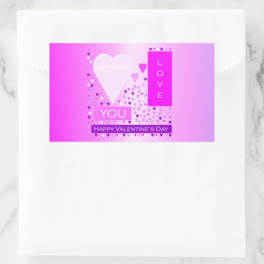 ハッピーバレンタインデーフォーエバーラブハートピンク 長方形シール (バッグ)