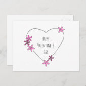 ハッピーバレンタインデーフラワーハートはがき シーズンポストカード (正面/裏面)