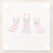 ハッピーバレンタインデーフランスのブルドッグ ガラスコースター (裏面)