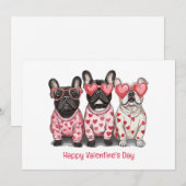 ハッピーバレンタインデーフランスのブルドッグ シーズンカード (正面/裏面)