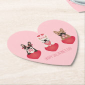 ハッピーバレンタインデーフランスのブルドッグ ペーパーコースター (アングル)