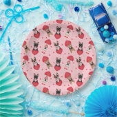 ハッピーバレンタインデーフランスのブルドッグ ペーパープレート (パーティー)