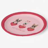 ハッピーバレンタインデーフランスのブルドッグ ペーパープレート (アングル)