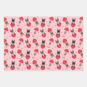 ハッピーバレンタインデーフランスのブルドッグ ラッピングペーパーシート (正面3)