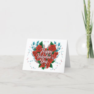 ハッピーバレンタインデーフローラバラのハートカード シーズンカード