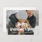 ハッピーバレンタインデーブラシスクリプトフォトカード シーズンポストカード (正面/裏面)