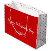 ハッピーバレンタインデーブラックとドット付き赤 ラージペーパーバッグ (裏面アングル)