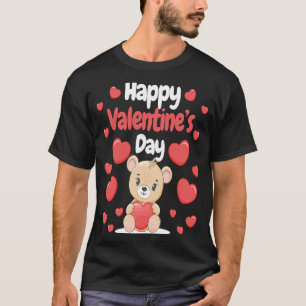 ハッピーバレンタインデーベアハートラブハートクープ Tシャツ