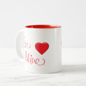 ハッピーバレンタインデーベミンラブ赤いハートマグ ツートーンマグカップ (正面左)
