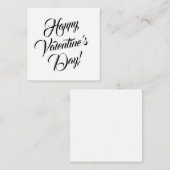 ハッピーバレンタインデーホワイトブラックエレガントスクリプト エンクロージャーカード (正面/裏面)