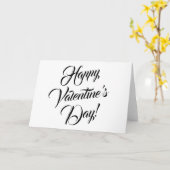 ハッピーバレンタインデーホワイトブラックエレガントスクリプト カード (黄色い花)