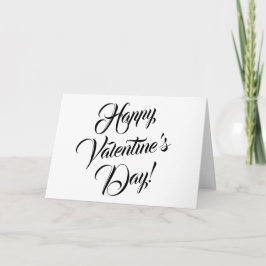 ハッピーバレンタインデーホワイトブラックエレガントスクリプト カード