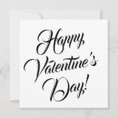 ハッピーバレンタインデーホワイトブラックエレガントスクリプト カード (正面)