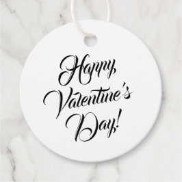 ハッピーバレンタインデーホワイトブラックエレガントスクリプト フェイバータグ