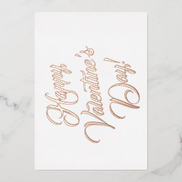 ハッピーバレンタインデーホワイトブラックエレガントスクリプト 箔シーズンカード