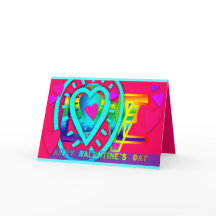 ハッピーバレンタインデーポップ・アートのカラーあいさつ文C