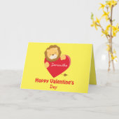 ハッピーバレンタインデーマイドーターライオンテーマ カード (黄色い花)