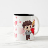 "ハッピーバレンタインデーマグカップデザイン – すべての愛 ツートーンマグカップ (正面右)