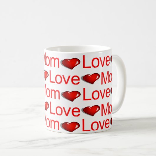 ハッピーバレンタインデーマグラブママ赤いハート コーヒーマグカップ (正面右)