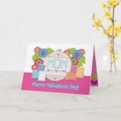 ハッピーバレンタインデーママ!刺繍糸 カード (黄色い花)