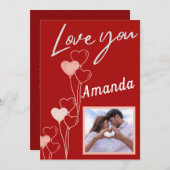 ハッピーバレンタインデーミニマルカード 招待状 (正面/裏面)