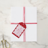 ハッピーバレンタインデーモダントレンディーピンク&レッド ギフトタグ (より糸付き)